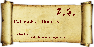 Patocskai Henrik névjegykártya