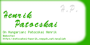 henrik patocskai business card
